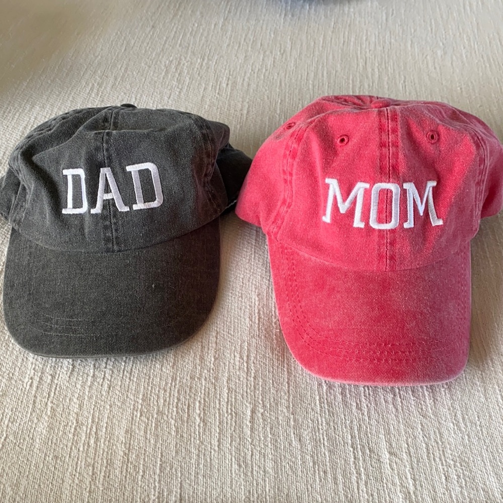 Matching Mom & Dad Hat Set Charcoal/Red
